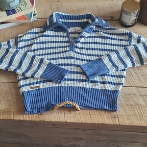 Simply Southern Navy and Cream Striped Half-Zip Pullover